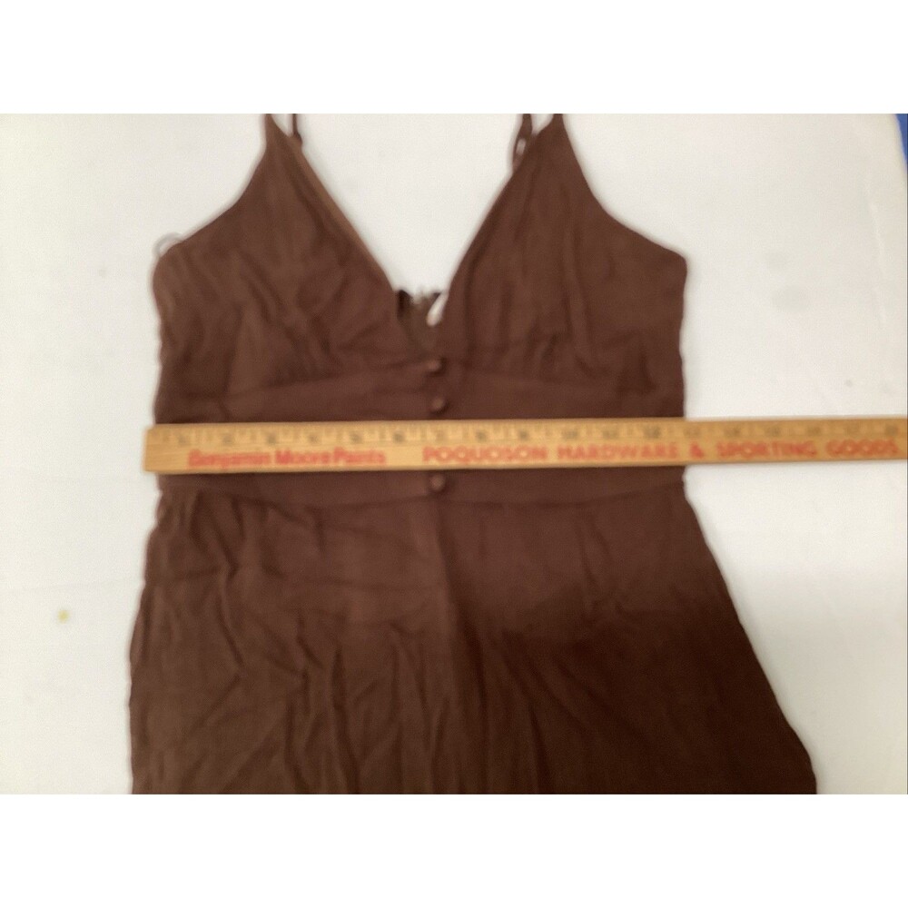 Francesca’s audrey parks jumpsuit sz S brown pockets adjustable straps - Picture 4 of 14